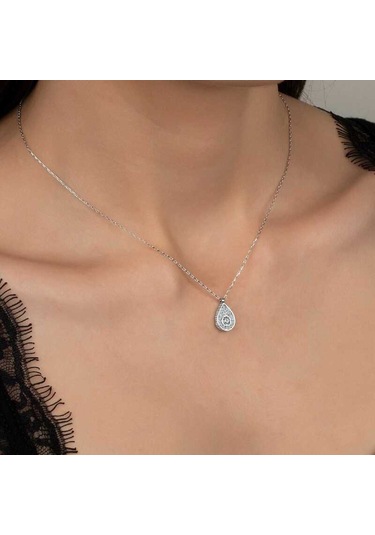 Swarovski Taşlı Gümüş Damla Tektaş Kadın Kolye (551181206)