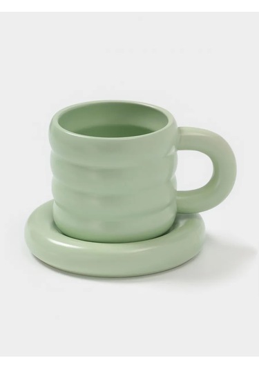 Dolana 350 Ml "zefir" Fincan Ve Kahve Bardağı Hediye Seti, Tabaklı 312714011 Yeşil