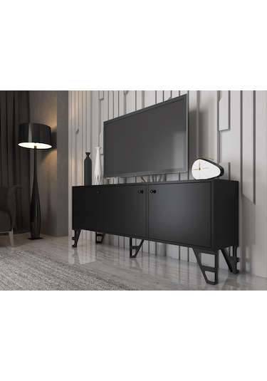 Wood'n Love Bello 160 Cm Metal Ayaklı Tv Ünitesi - Konsol - Siyah