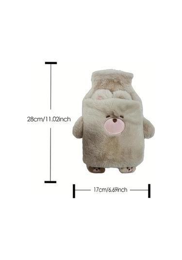 Elmpaly Ayıcık 33.81 Ons Pvc Astarlı Isıtmalı Su Termosu Sevimli Tüylü Hayvan Tasarımı Çıkarılabilir Bacaklar Taşınabilir Menstrual Isıtma Yastığı Antrasit