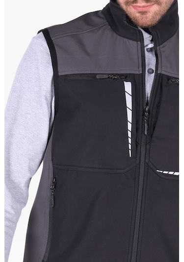 İş Yeleği Softshell Reflektörlü Siyah - Gri