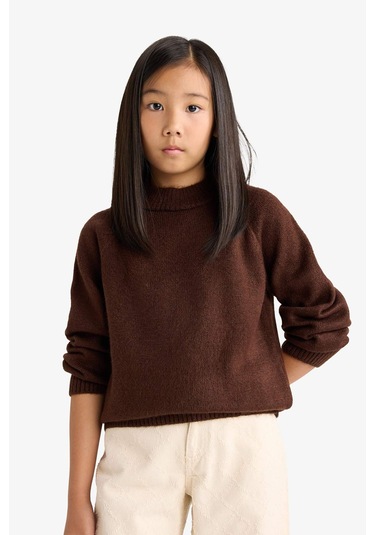 Defacto Kız Çocuk Bisiklet Yaka Triko Kazak F2755a825wnbn540 Kahve