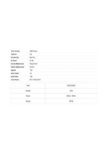 Bemis 3X16 A Cee Norm Fiş Bc1-1403-2011