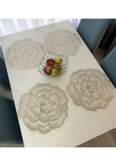 Heavenly Place Mutfak Servisü İçin Yuvarlak Servis Peçeteleri 376221539 Altın Rengi