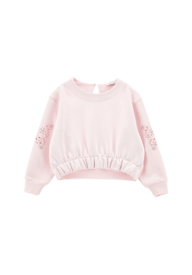 Monnalisa Çocuklar Için Kelebek Nakışlı Sweatshirt Pembe