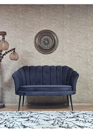 İkili İstiridye Siyah Boyalı Sivriltme Ayak Çay Seti Koltuk İkili Çok Renkli