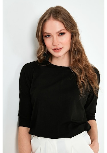 Lela Bisiklet Yaka Truvakar Kol Bayan Bluz 5861416Y Siyah