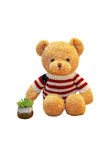Turki Teddy Ayı Plush Toy Renkli Pillow 50cm Bej Bayrağı