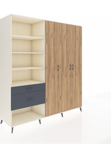 Kronos Dolap 16 Raflı 2 Çekmeceli 3 Kapaklı 220x59x243 Aytaşı-çam/antrasit Atlas Çam/antrasıt