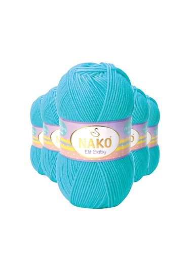 5 Adet Elite Baby El Örgü İpi Tüylenmeyen Bebek Yünü Turkuaz 3323