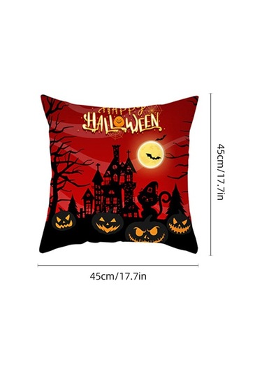 Novahub Cadılar Bayramı Yastık Kılıfı: Şık Desenli Şeftali Kadife, 45x45cm, 15 Renk Seçeneği, Bayram Dekorasyonu Diğer