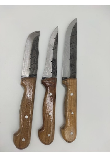 Yatağan El Yapımı Dövme Çelik 3'lü Bıçak Seti