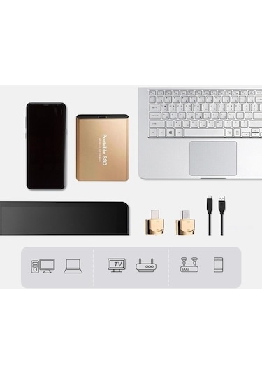 Moly Harici Ssd 2tb Usb 3.0 Altın 75x58mm, Hızlı Depolama Çözümü
