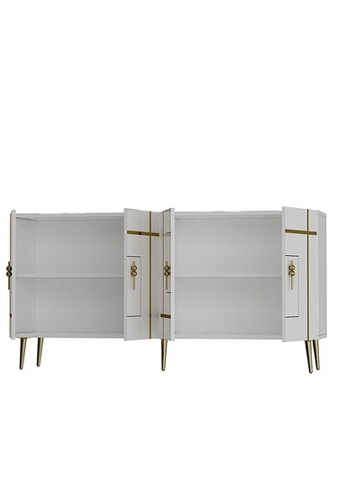 Honest Konsol Tv Sehpası Çok Amaçlı Dolap 150 Cm Beyaz Altın