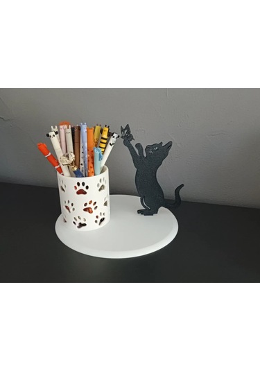 Sevimli Kedi Tasarımlı Dekoratif Kalemlik