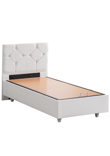 Glamis Tek Kişilik Baza Başlık Letto Yatak Seti - Beyaz 90 x 200