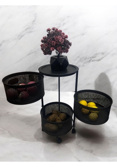 Magic Objects 3 Katlı Siyah Açılır Kapanır Sebzelik Siyah