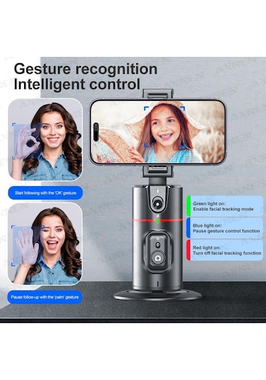 Torima P02 Profesyonel 360 Derece Gimbal Öz Çekim Telefon Sabitleyici Video Çekimi Siyah