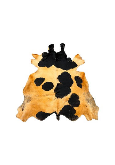 Doğal Renkli Dana Postu Halı - Naturel Halı Post Oranj-siyah