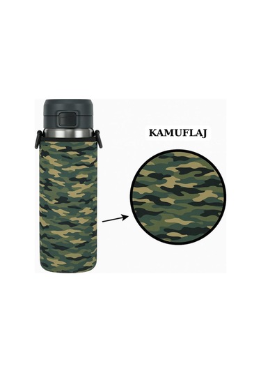 Quick Flip 0.70 Lt. İle Uyumlu Omuz Askılı Termos Kılıfı Kamuflaj