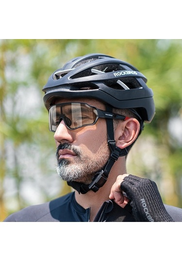 Rockbros 10161 Bisiklet Sürme Polarize / Fotokromik Gözlükler Dış Mekan Anti-uv Rüzgar Geçirmez Hd Gözlükler - Siyah / Kırmızı Fotokromik