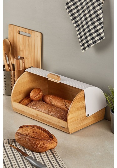 Clemento Bambu Ekmek Dolabı Gri