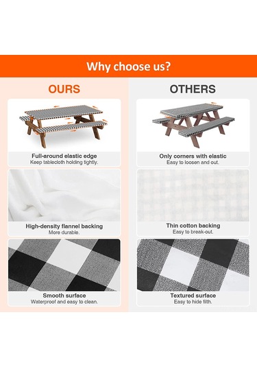 Padalink Vinil Piknik Masa Ve Bank Kılıfı Seti, Esnek Kenar, Kamp Ve Bahçe İçin, 1 Masa + 2 Bank Kılıfı