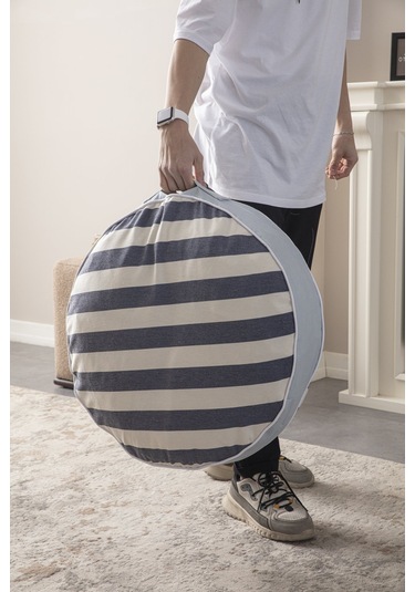 Taşınabilir, Yuvarlak Yer Minderi, Puf 60x60 Cm Balkon Ve Teras İ