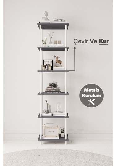 Çevir Kur 45 Cm Antrasit Kitaplık Bd 45 177 29 Cm Antrasit