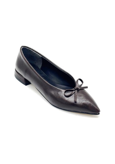 Kindep Fiyonk Detaylı Günlük Kadın Babet Kahve Kahve