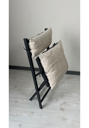 Modern Style Home Minderli Balkon Bahçe Mutfak Bistro Set Katlanır 4+1 Masa-sandalye Krem