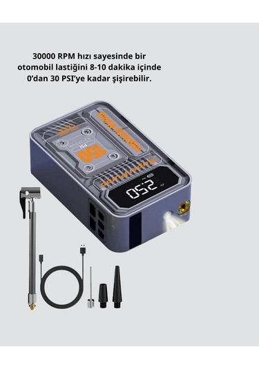 Bfs Taşınabilir Kablosuz Hava Pompası 150 Psı Güçlü Basınç Ve 6000mah Şarjlı