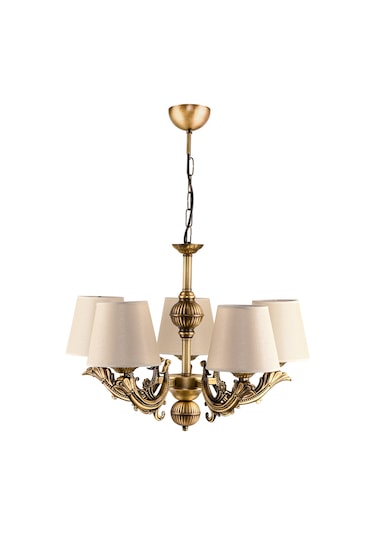 Dede Beş Kollu Sava Zamak Avize Eskitme Şapkalı Eskitme