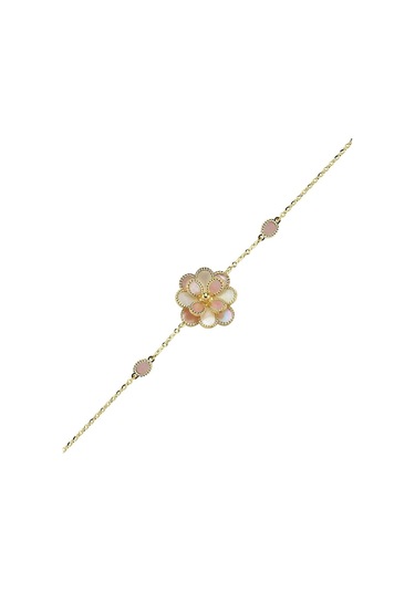 Pembe Beyaz Sedefli Rosella Altın Bileklik