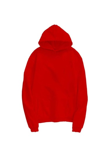 Dolıty Unisex Için Kapüşonlu Polar Kazak Günlük Temel Kırmızı