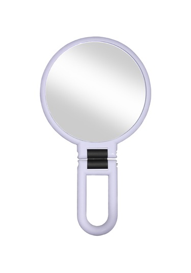 Lemestar 10x Büyütmeli Çift Taraflı Makyaj Aynası - Abs Malzeme, Katlanır, Taşınabilir, Masaüstü/çanta Uyumlu Mor El Aynası Mor