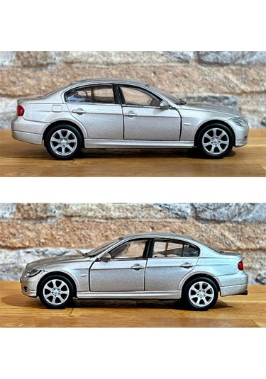 Bmw 330i Çek Bırak Die - Cast Metal Model Araba - Gri 11.5 Cm