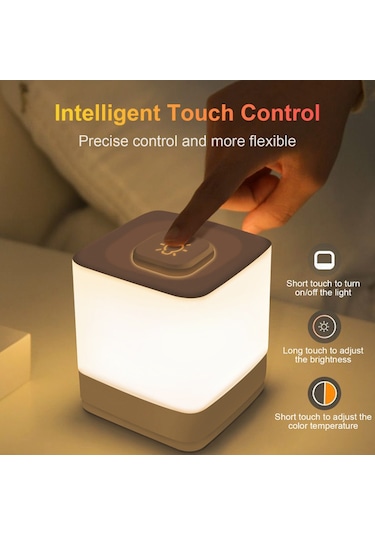 Yaozixia Şarj Edilebilir Dokunmatik Gece Lambası Yatak Odası Uyku Sıcak Işık Ortam Işığı Diğer