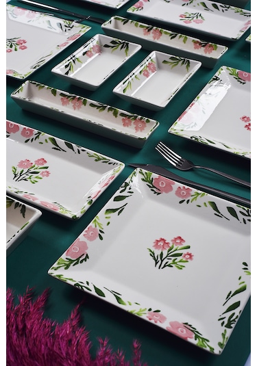 Piatti Naturali 16 Parça 6 Kişilik Bahar Kahvaltı Takımı Handmade Sunum Set Çok Renkli