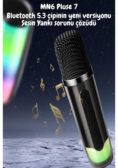 Pluse 7 Mikrofonlu Ses Bombası/yankısız Kablosuz Mik/10 Saat Oynatma/15w 1/2 Mikrofonlu Hoparlör