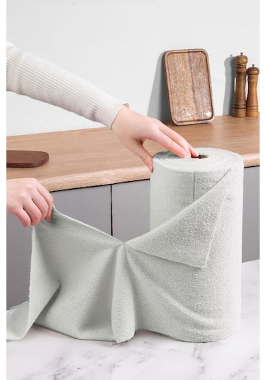 Çok Amaçlı Rulo Mikrofiber Temizlik Bezi 30x30 75 Yapraklı Açık Gri Gri