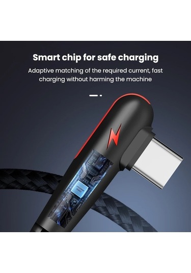 Tongxida 120w Usb Tip-c Kablo, 90 Derece Dirsek, Huawei Mate Hızlı Şarj, 1.5m, Siyah