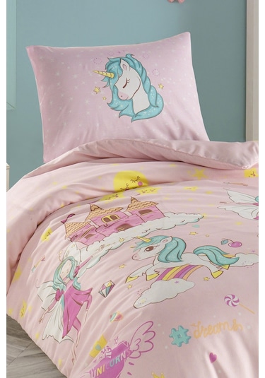 Eponj Home Junior Nevresim Seti Tek Kişilik Unicorn Dreams Pembe