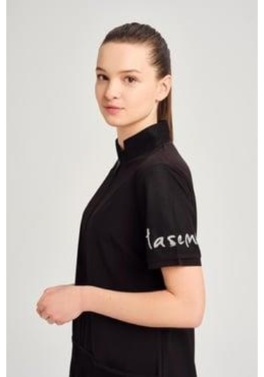 Haşema 2843 Siyah Vizara File Cep Detaylı Kısa Kol Fermuarlı Havuz Mayo Çok Renkli