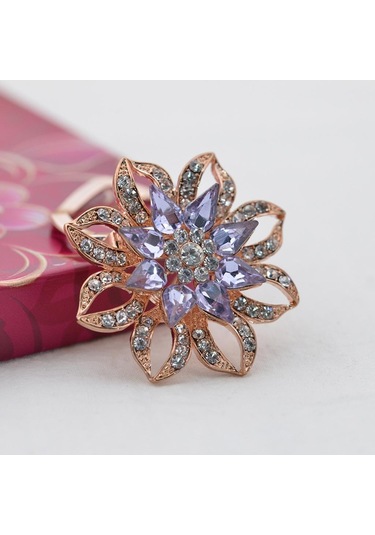 Homyl Charm Lotus Broş Çiçek Pin Kadın Ziyafet Yaka Takı Platin Platin Çok Renkli