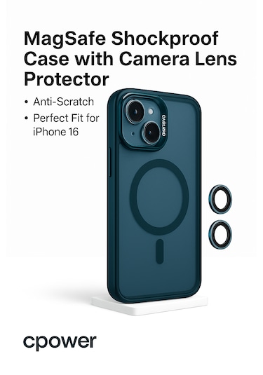 İphone 16 Kılıfı, Kaliteli Kamera Lens Koruyucu Dahil, Magsafe Uyumlu Darbe Dayanaklı, 3 Renk Lacivert