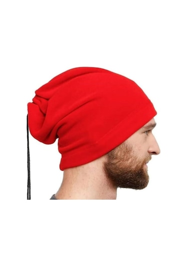 Motosiklet Kışlık Giyim Polar Bandana Boyunluk Motor Bere Soğuk Baş Koruma Kırmızı Siyah