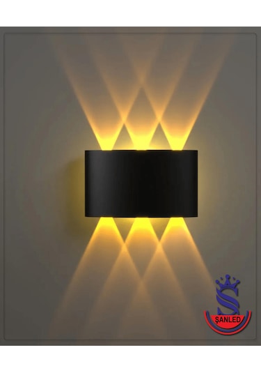 Dekoratif 10W Çift Yönlü Iç - Dış Mekan Siyah Kasa Amber Işık - 1 Adet Amber