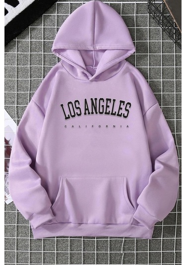 Los Angles Baskılı Sweatshirt Lila