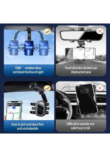 Seametal Güneşlik Araç Telefonu Tutucu 3-ortak 360 Derece Dönen Telefon Montaj Navigasyon Evrensel 4-7 Inç Akıllı Telefon Standı